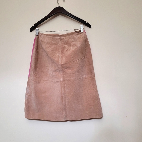 Leather colorblock skirt - Picture 3 of 4